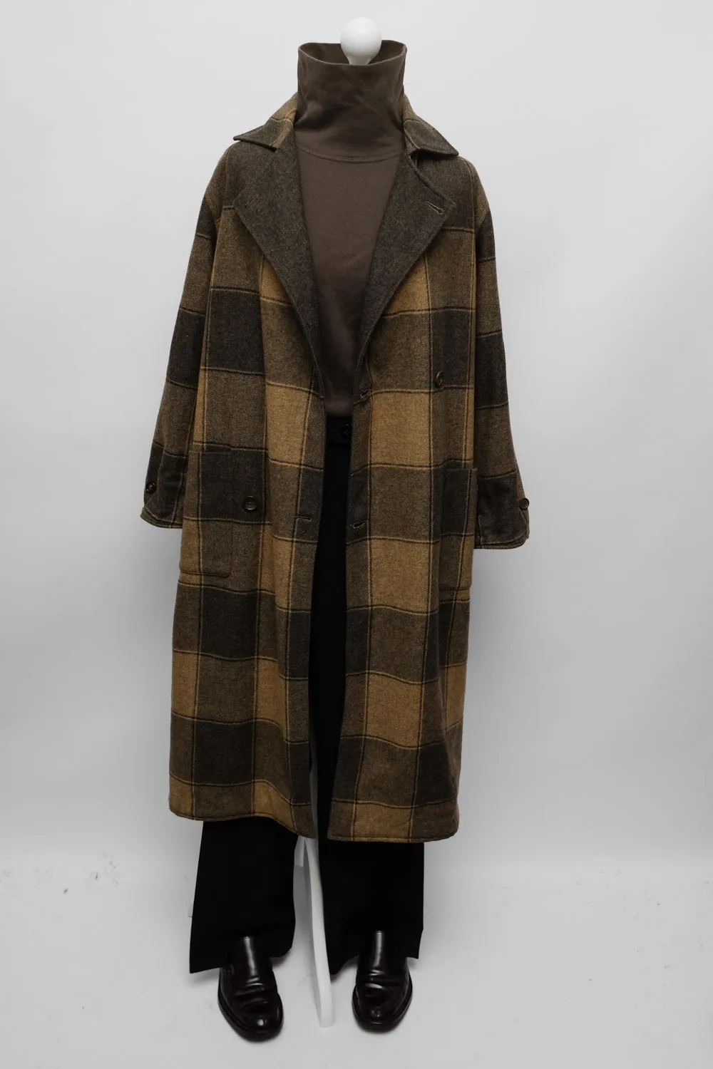 PURE WOOL TARTAN VINTAGE HANDMADE COAT