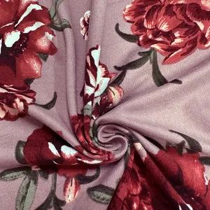 Rose Floral Print Double Brushed Jersey Knit Fabric