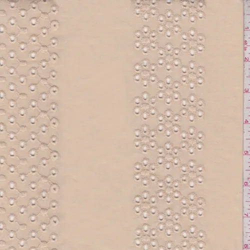 Sandy Beige Eyelet Stripe Cotton Fabric