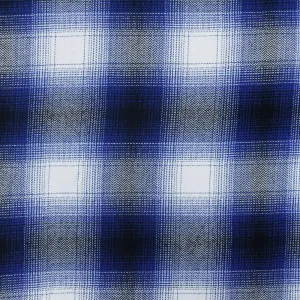 Screen Blue-Black-White Abstract Plaid Cotton Rayon Twill Woven Fabric