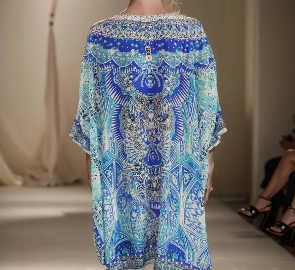 Silk Embellished Hi-Low Top/Kaftan Egyptian