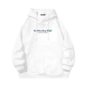 Simple style letter printed kangaroo hood drawstring hooded thick brushed hoodie