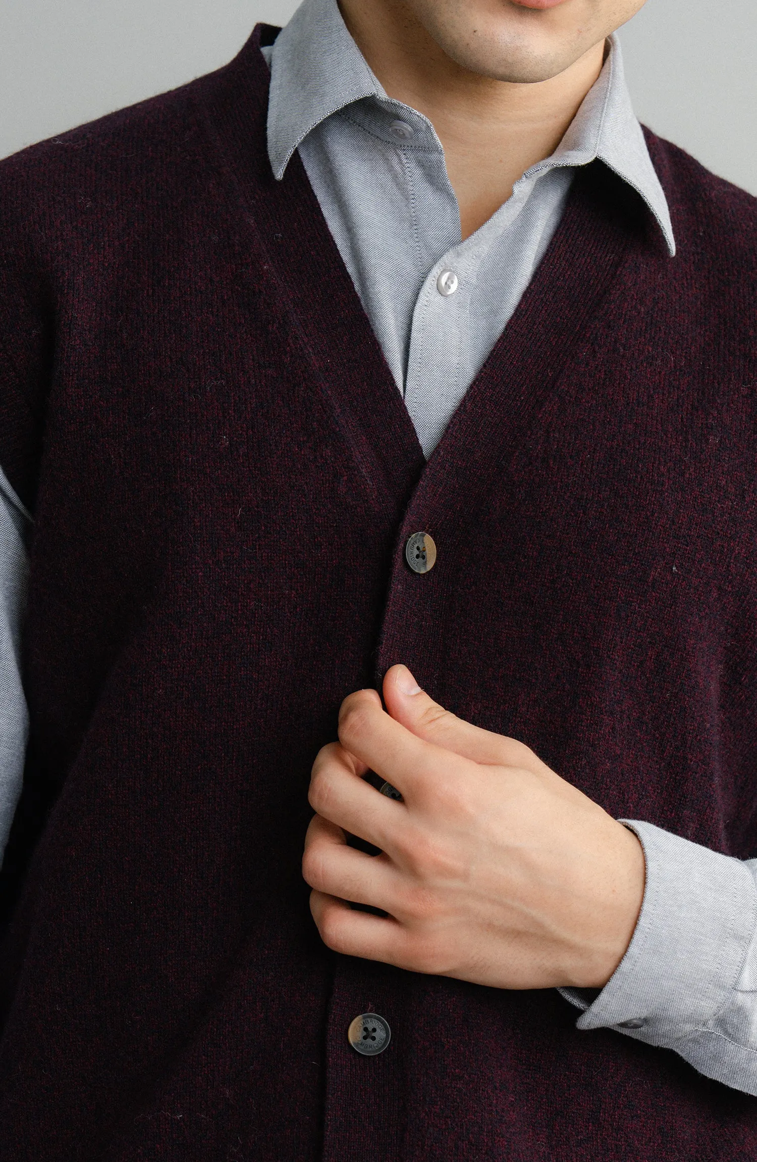 Sleeve-Less Cardigan - Burgundy