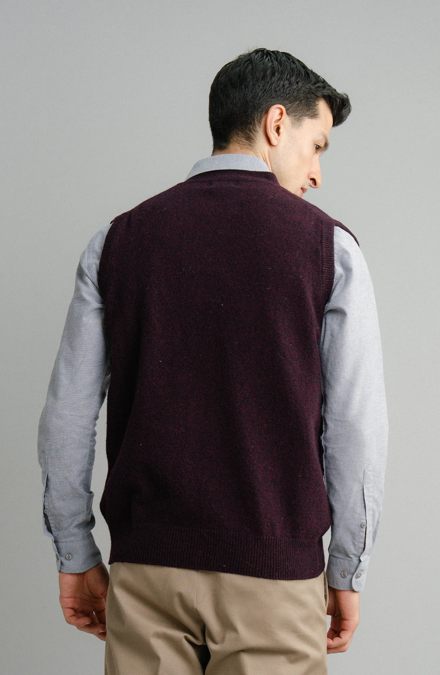 Sleeve-Less Cardigan - Burgundy