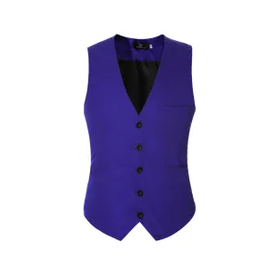 Slim Fit Solid Color Fashion Vest Indigo