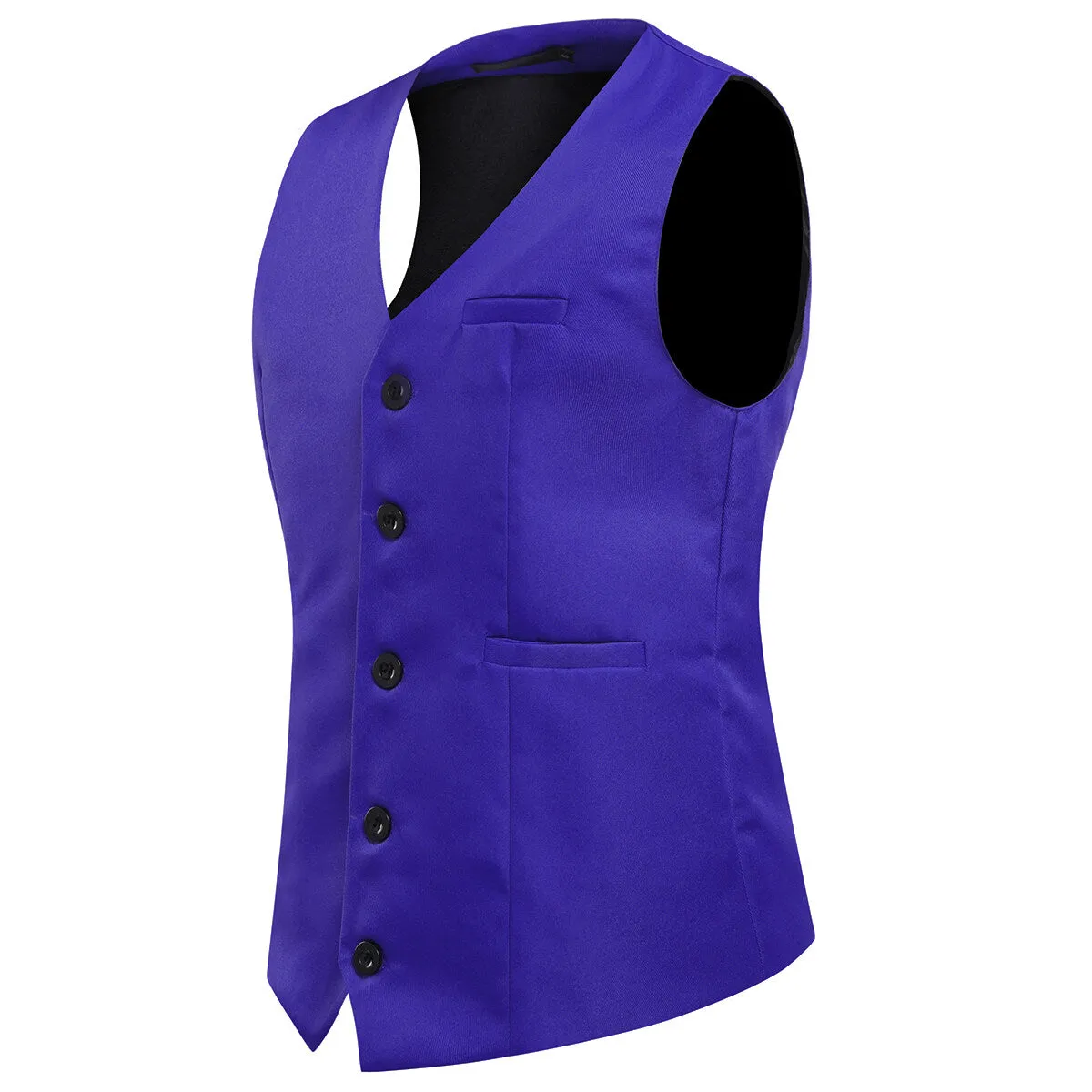 Slim Fit Solid Color Fashion Vest Indigo