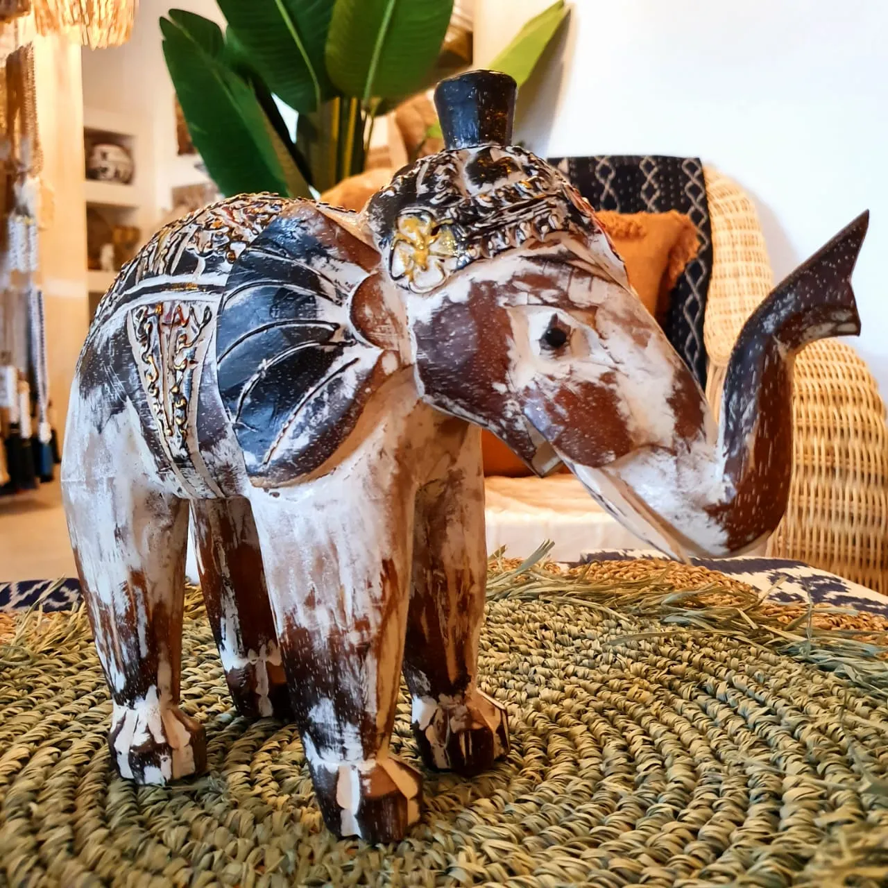 Small Carved Wooden Elephant Set