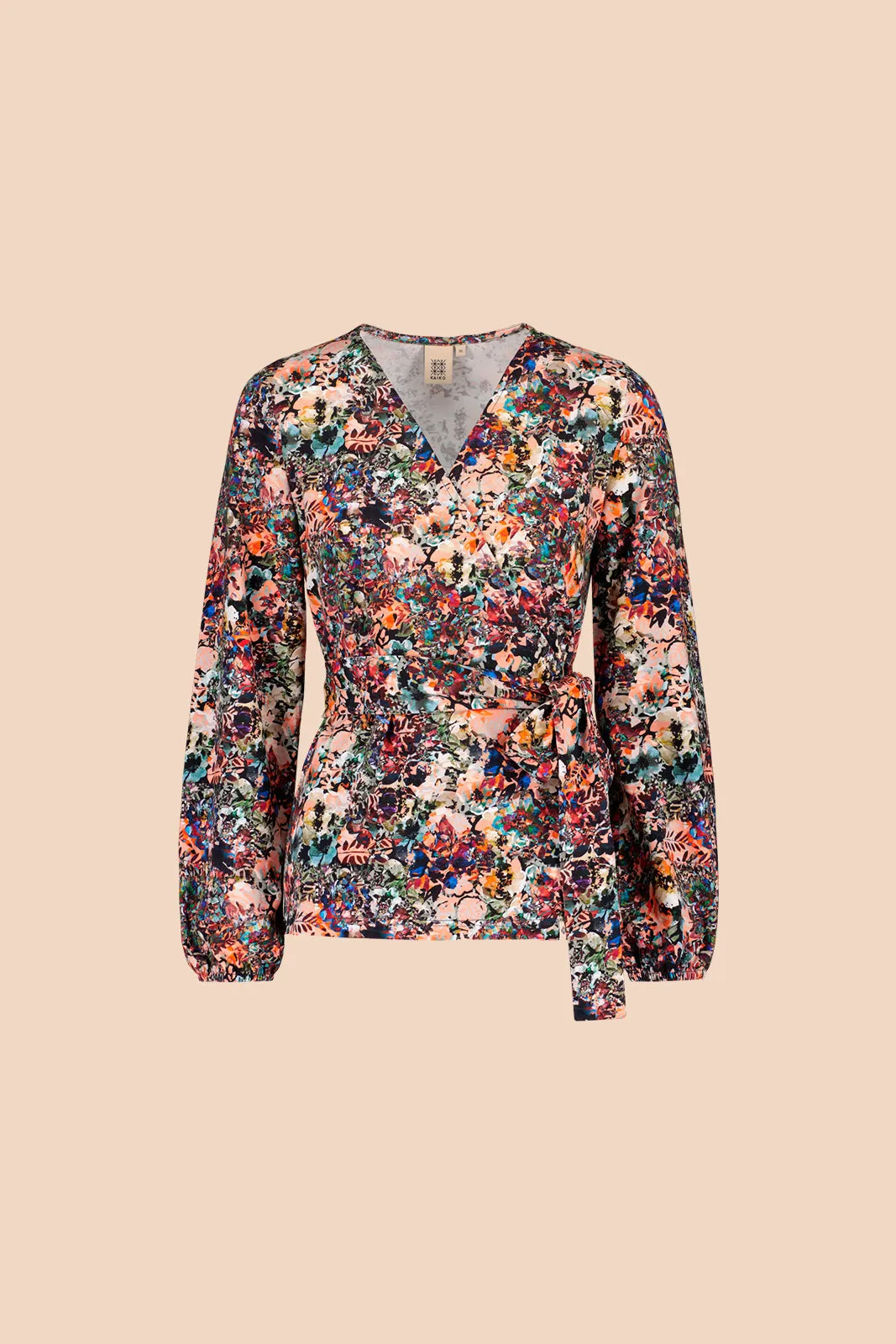 Soft Wrap Blouse, Blooming Forest