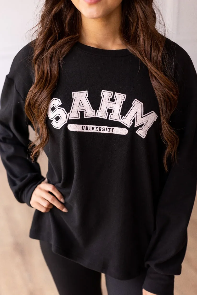 Stay At Home Mom University on Black Crewneck