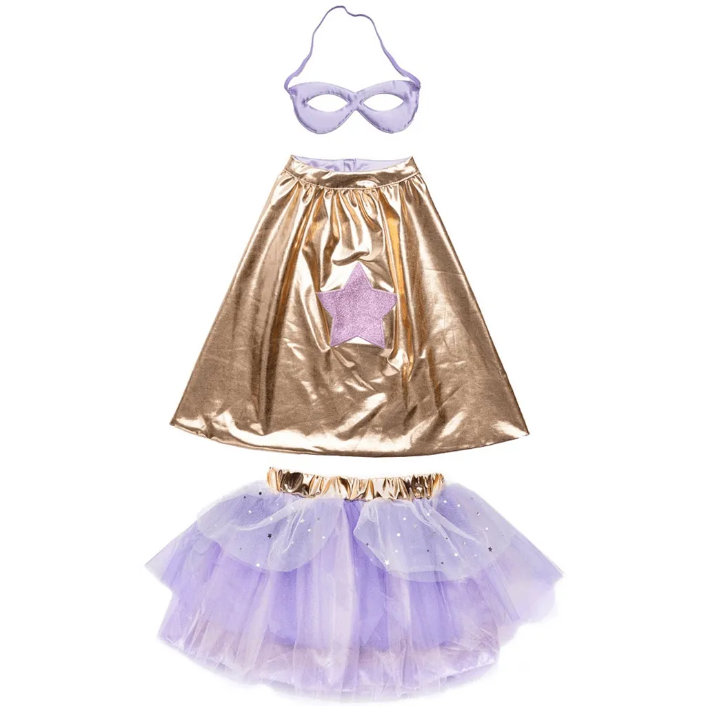 Super Duper Tutu, Cape & Mask Lilac/Rose Gold - Size 4/6