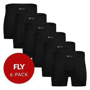 Sweat Proof Men's Boxer Briefs with Fly - Black 6-Pack