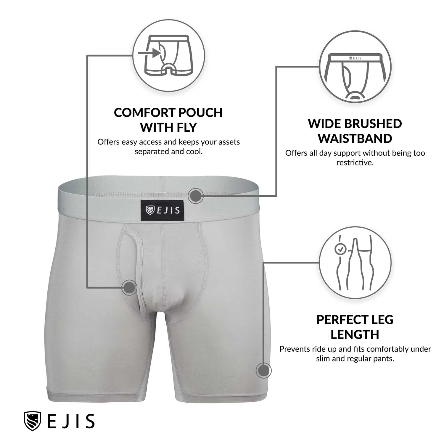 Sweat Proof Men's Boxer Briefs with Fly - Black 6-Pack