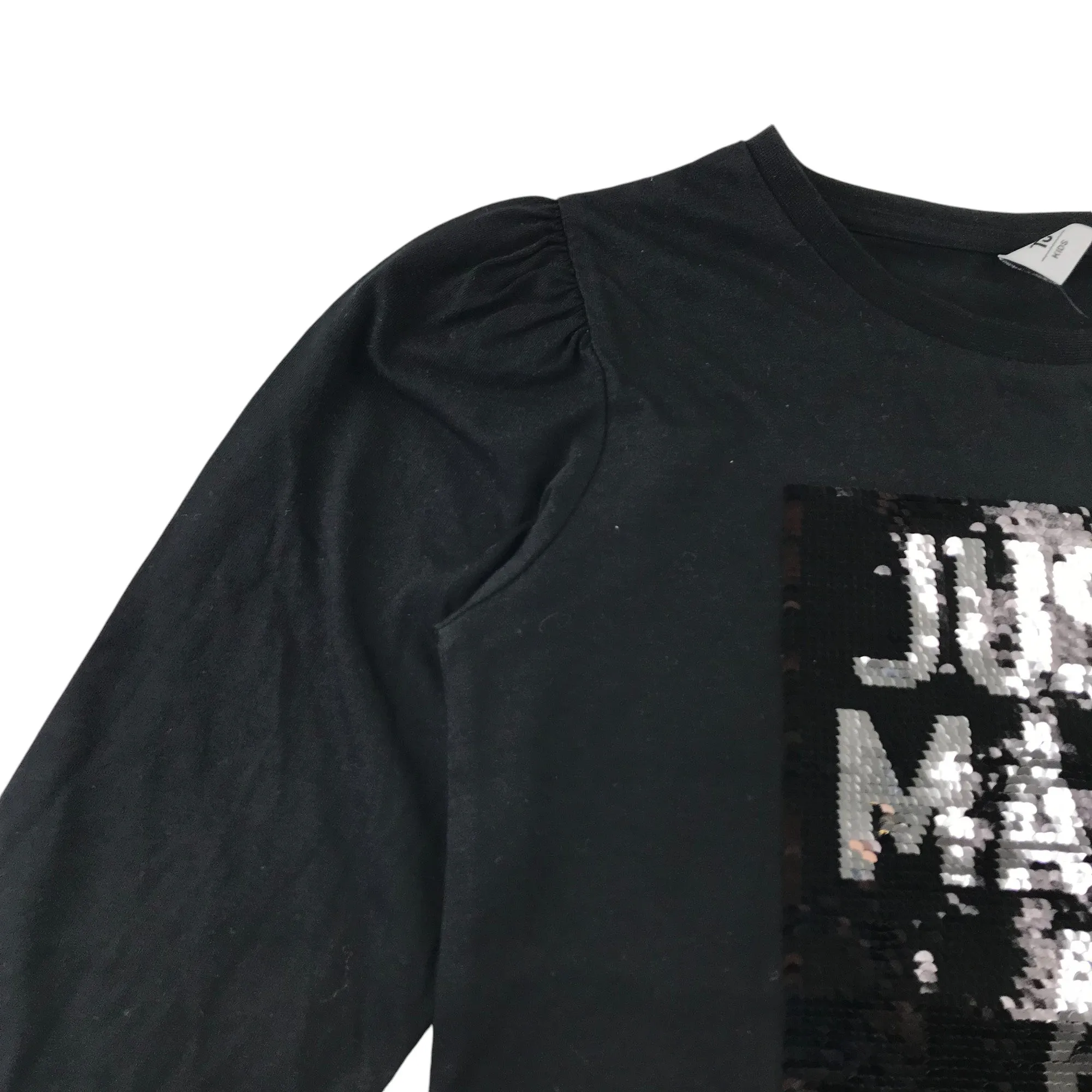 Tu t-shirt 8-9 years black flip sequin Just Make A Wish long sleeve cotton