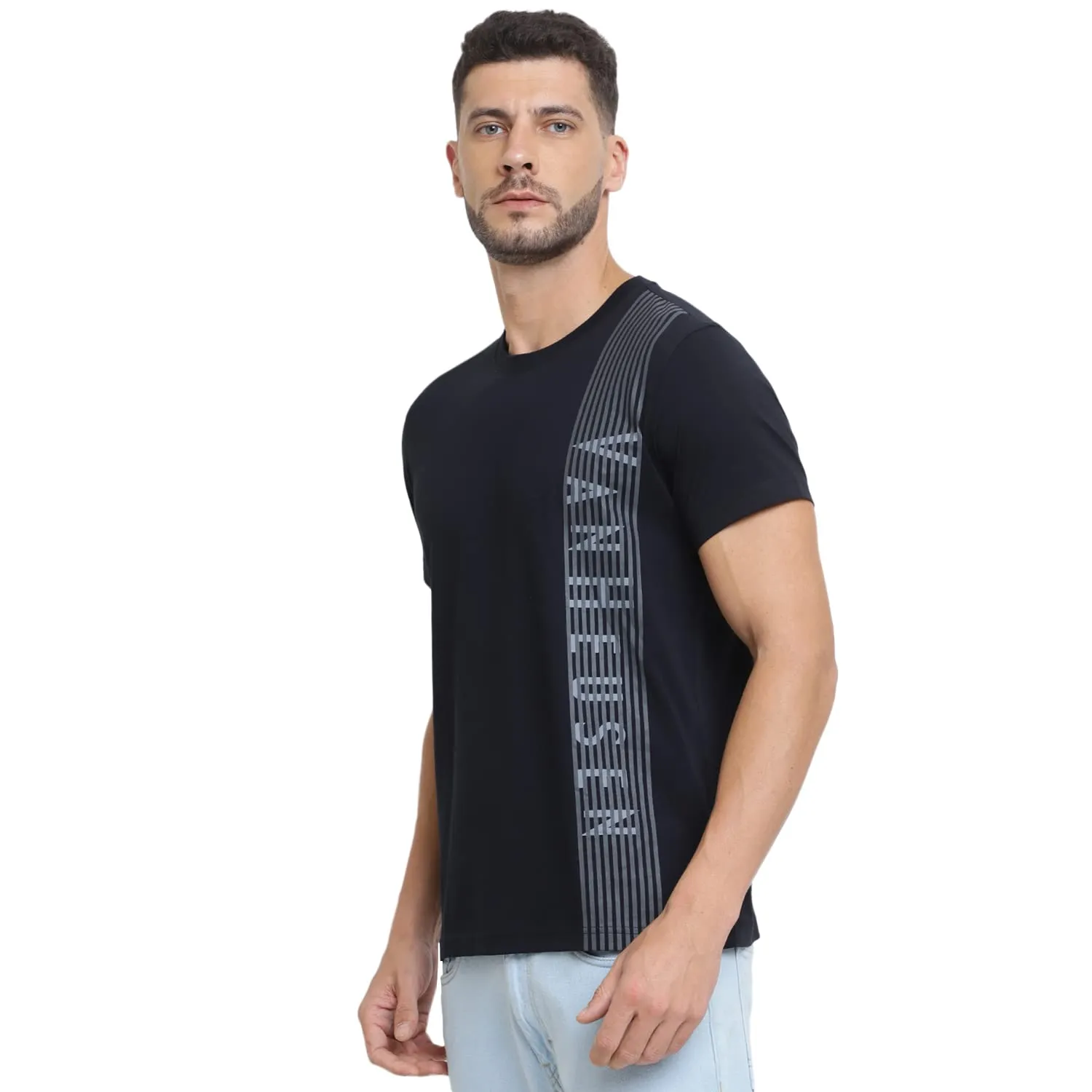 Van Heusen Men Athleisure Ultra Soft T-Shirt - Crew Neck, Short Sleeve_60044_Black_L