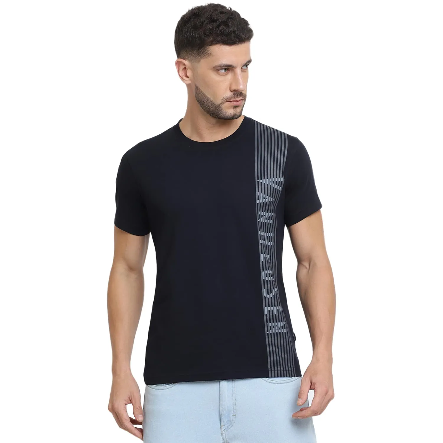 Van Heusen Men Athleisure Ultra Soft T-Shirt - Crew Neck, Short Sleeve_60044_Black_L