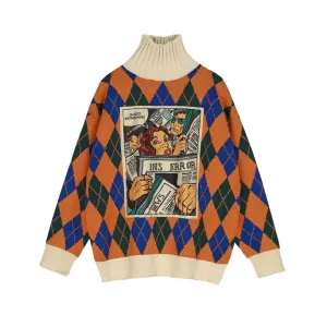 Vintage Comic Turtleneck Sweater