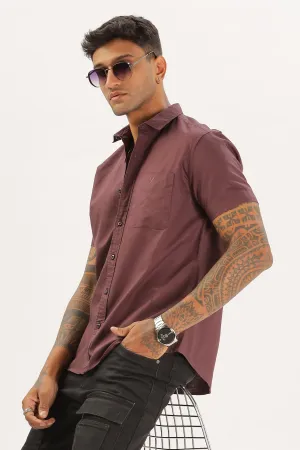 Wine Half Sleeve Regular Fit Shirt