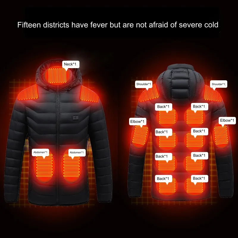 Winter Heated Down Jacket Veste Chauffante Rechargeable Battery USB Electric Heated Hooded Smart Jacket | M09