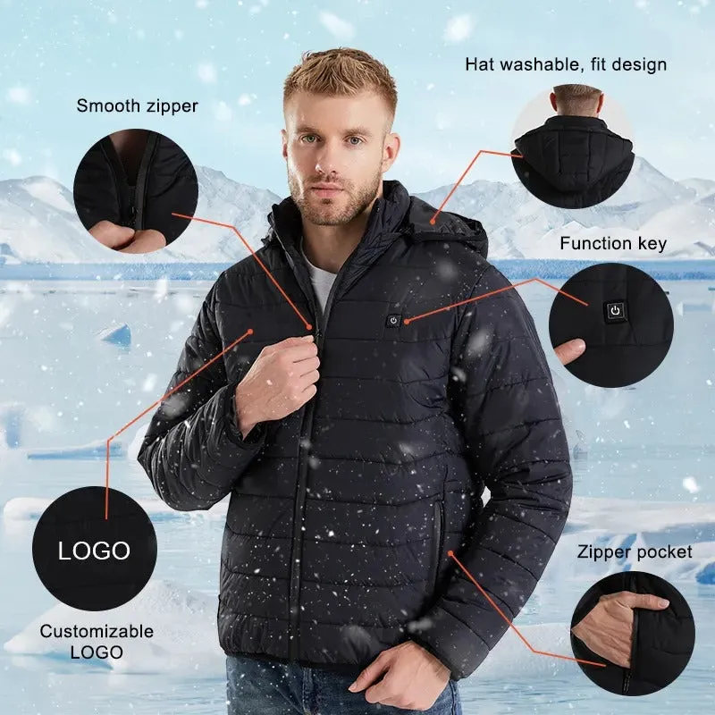 Winter Heated Down Jacket Veste Chauffante Rechargeable Battery USB Electric Heated Hooded Smart Jacket | M09