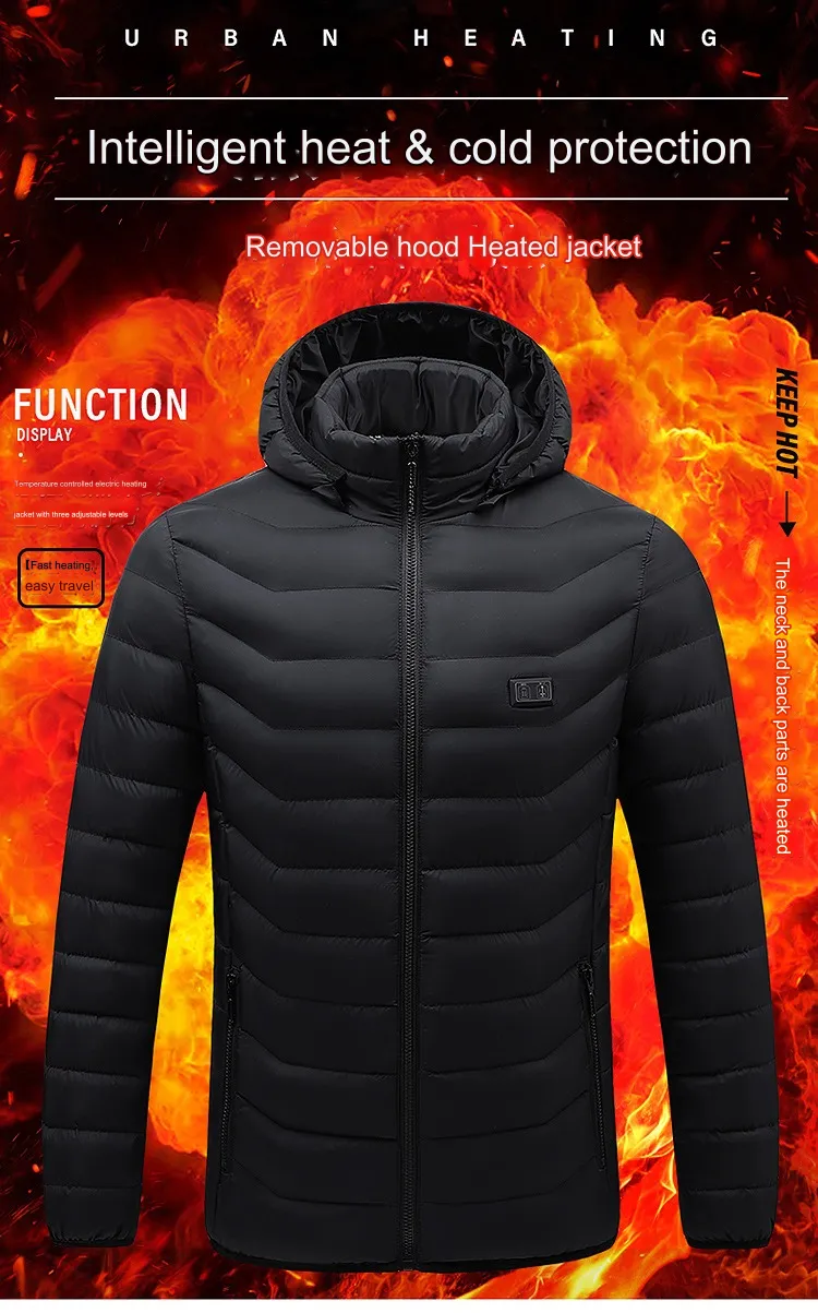 Winter Heated Down Jacket Veste Chauffante Rechargeable Battery USB Electric Heated Hooded Smart Jacket | M09