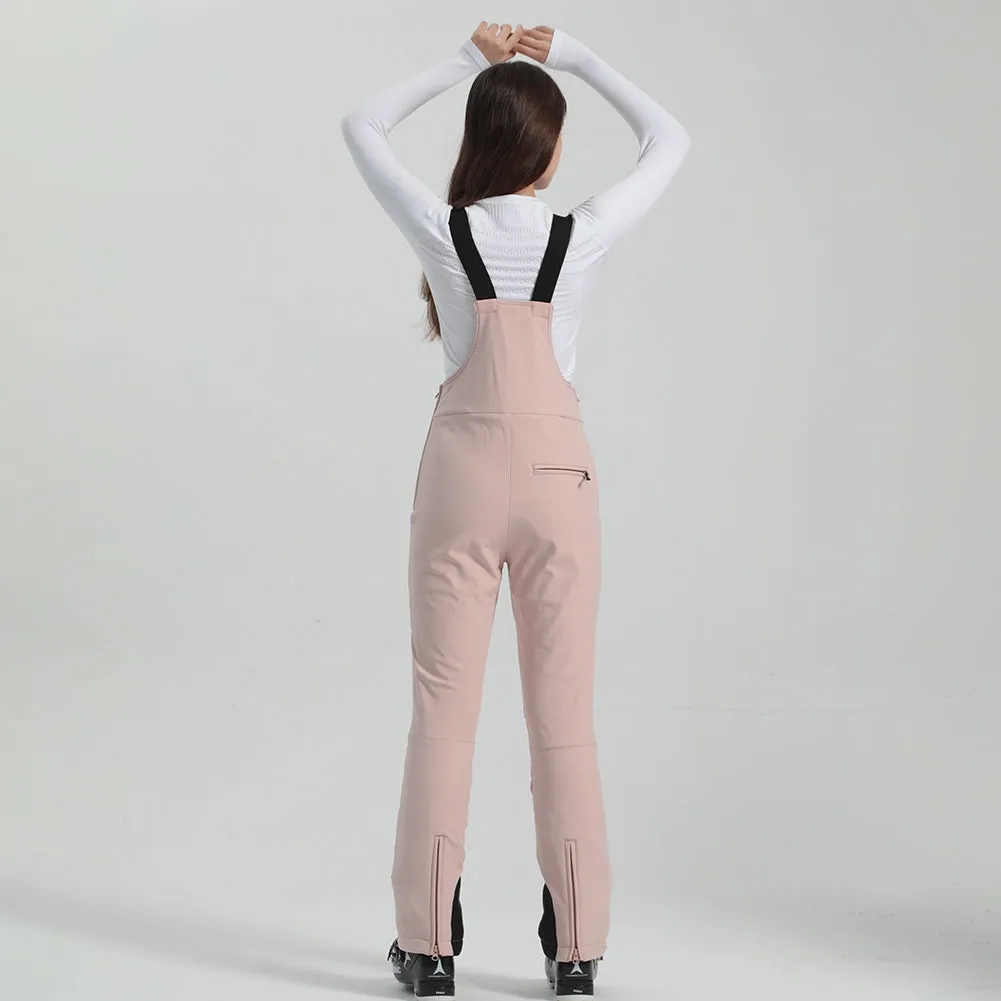 Women Ski Bib Pants Slim Salopette Snow Overalls