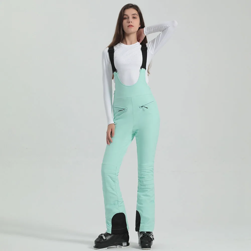 Women Ski Bib Pants Slim Salopette Snow Overalls