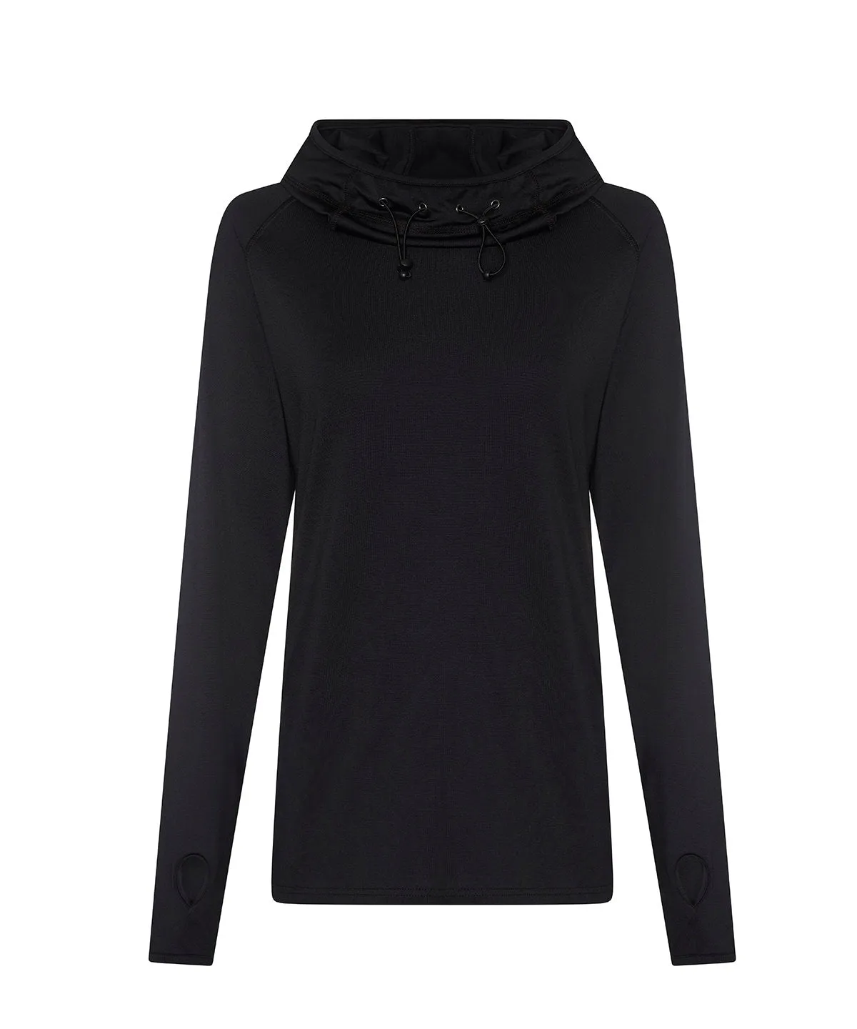 Womens cool cowl neck top | Jet Black