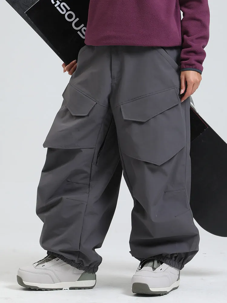 Women's Gsou Snow Urban Slope KneeFlex Cargo Pockets Baggy Snow Pants