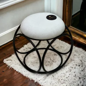 Wooden Twist Modern Round Spherical Design Wrought Iron Ottoman Comfortable Cushion